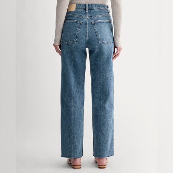 Everlane “the way high jean” in Distressed Wash Raw Hem Straight Leg - Picture 2 of 7